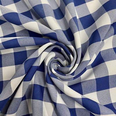 Camille ROYAL BLUE 1" Big Checkered Gingham Pattern Poly Poplin Fabric by the Yard - 10049