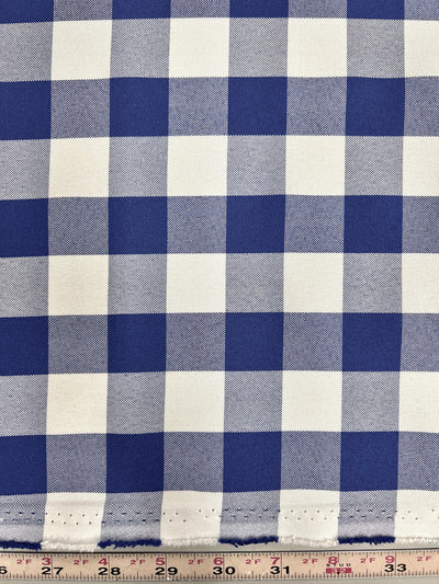 Camille ROYAL BLUE 1" Big Checkered Gingham Pattern Poly Poplin Fabric by the Yard - 10049