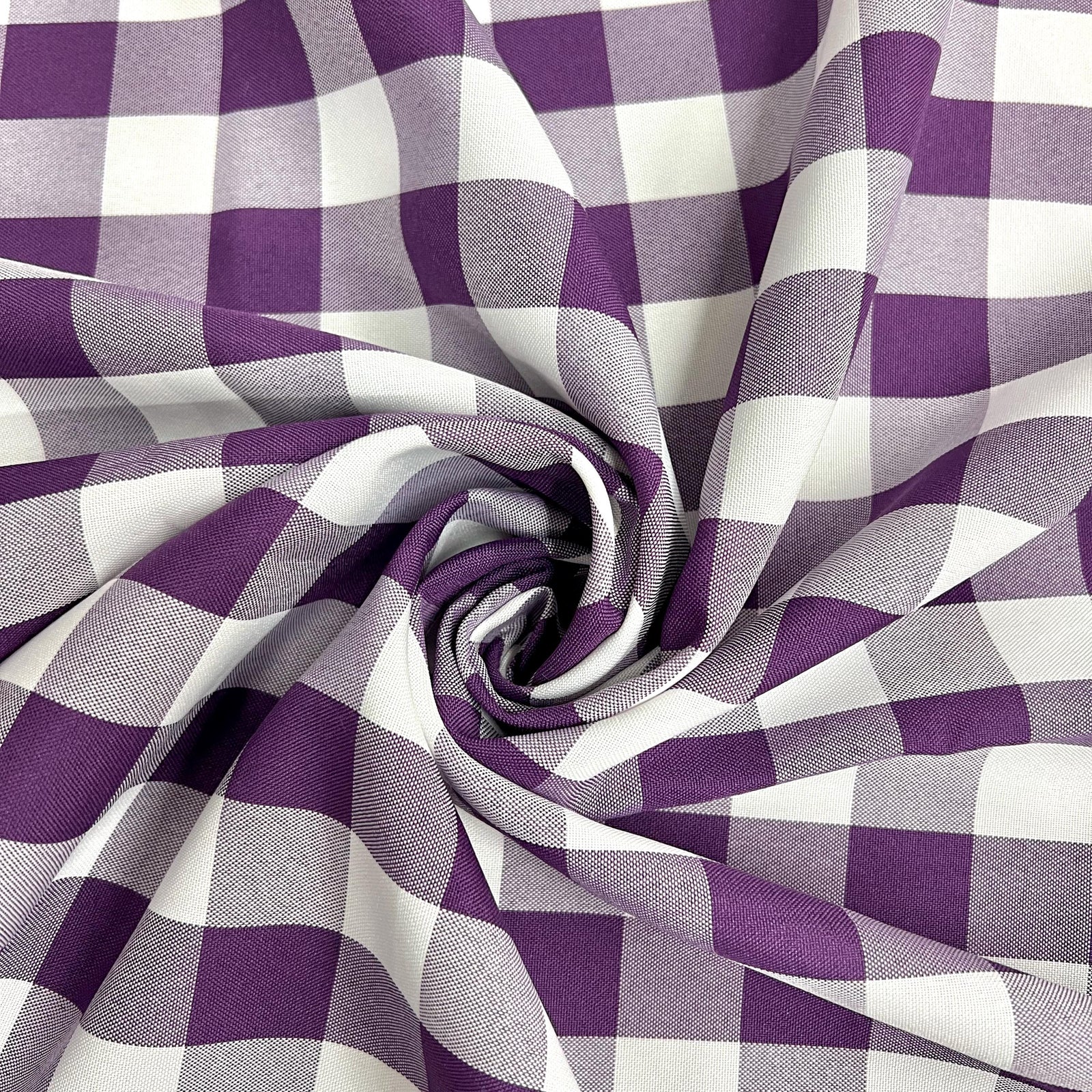 Camille PURPLE 1" Big Checkered Gingham Pattern Poly Poplin Fabric by the Yard - 10049