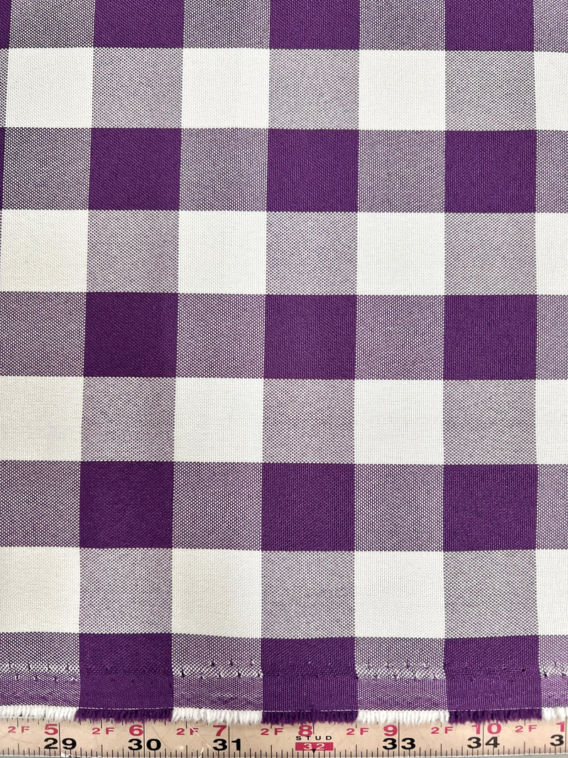 Camille PURPLE 1" Big Checkered Gingham Pattern Poly Poplin Fabric by the Yard - 10049