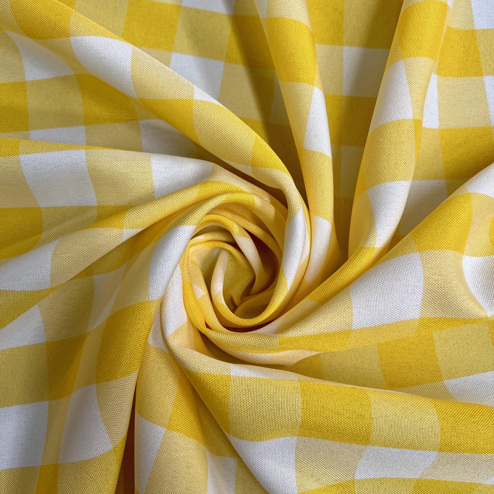 Camille DARK YELLOW 1" Big Checkered Gingham Pattern Poly Poplin Fabric by the Yard - 10049