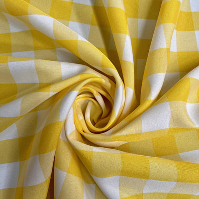 Camille DARK YELLOW 1" Big Checkered Gingham Pattern Poly Poplin Fabric by the Yard - 10049