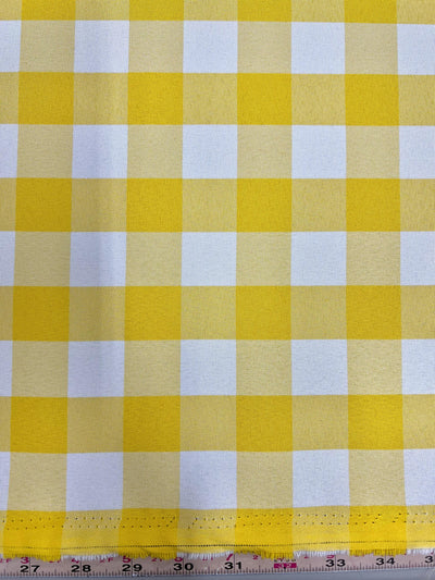 Camille DARK YELLOW 1" Big Checkered Gingham Pattern Poly Poplin Fabric by the Yard - 10049