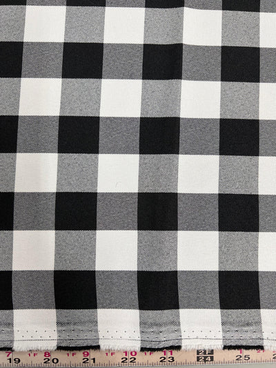 Camille BLACK 1" Big Checkered Gingham Pattern Poly Poplin Fabric by the Yard - 10049