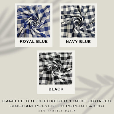 Camille Big Checkered Gingham Pattern Poly Poplin Fabric by the Yard