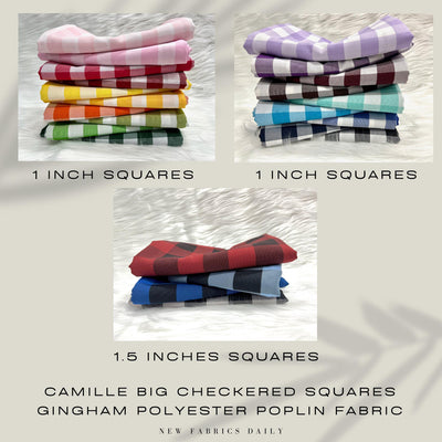Camille Big Checkered Gingham Pattern Poly Poplin Fabric by the Yard