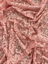 Elaine BLUSH PEACH Floral Scalloped Nylon Spandex Stretch Lace Light Weight Fabric for Clothes, Lingerie, Costumes, Decorations, Crafts