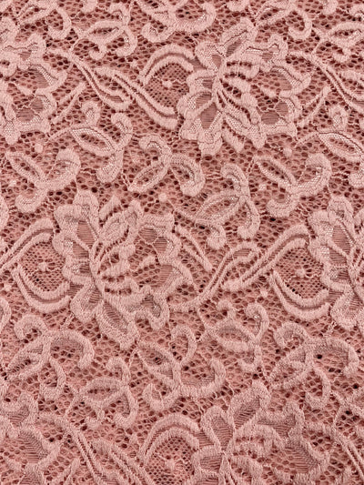 Elaine BLUSH PEACH Floral Scalloped Nylon Spandex Stretch Lace Light Weight Fabric for Clothes, Lingerie, Costumes, Decorations, Crafts