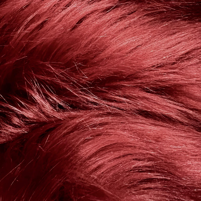 Eden BURGUNDY Shaggy Long Pile Soft Faux Fur Fabric for Fursuit, Cosplay Costume, Photo Prop, Trim, Throw Pillow, Crafts