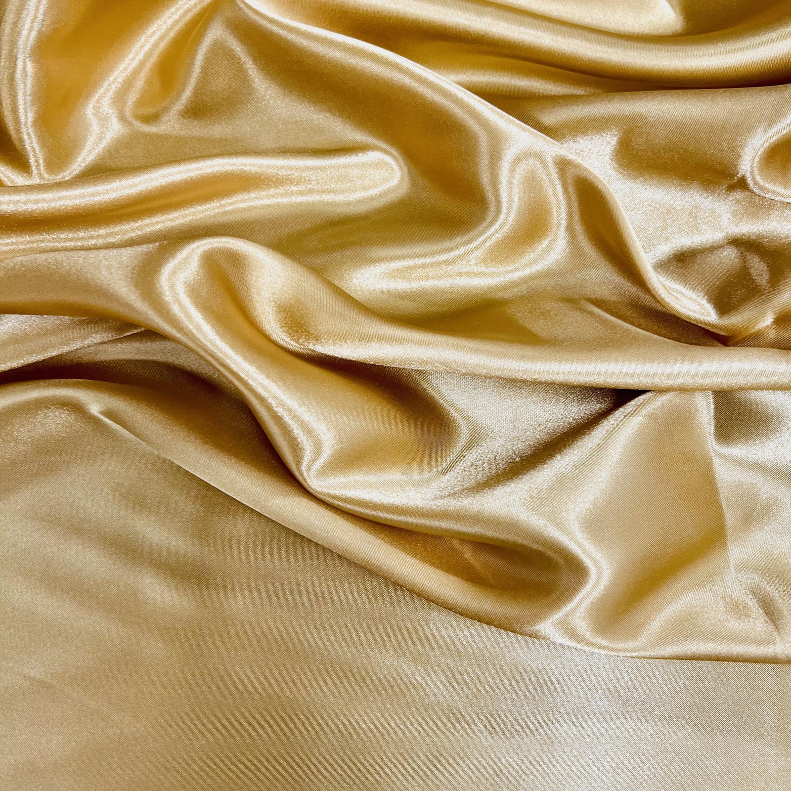 Mara GOLD Polyester Charmeuse Satin Fabric by the Yard for Bridal Dresses, Gowns, Clothes,  Lining, Party Decorations, Costumes, Crafts
