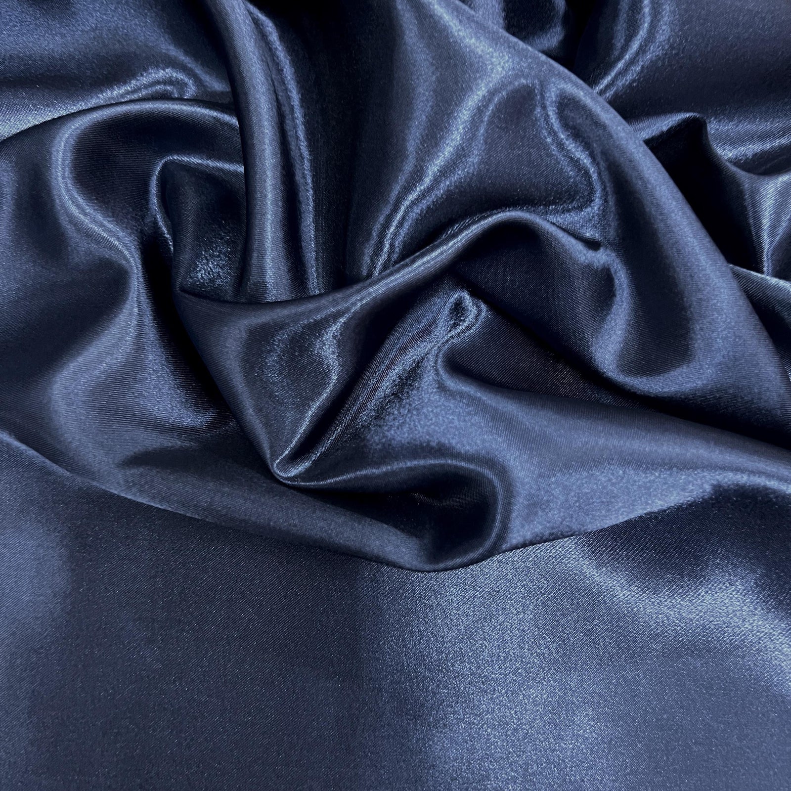 Mara NAVY BLUE Polyester Charmeuse Satin Fabric by the Yard for Bridal Dresses, Gowns, Clothes,  Lining, Party Decor, Costumes, Crafts