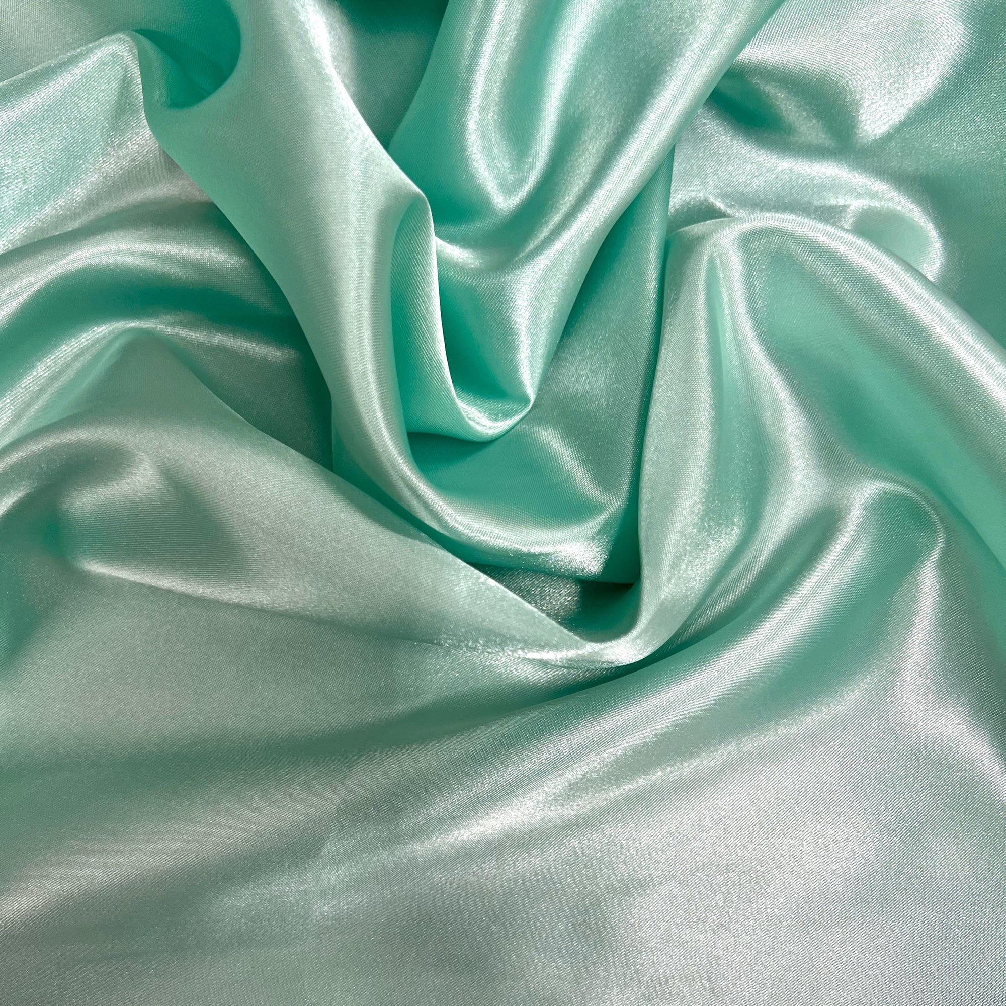 Mara SEAFOAM Polyester Charmeuse Satin Fabric by the Yard for Bridal Dresses, Gowns, Clothes, Lining, Party Decorations, Costumes, Crafts