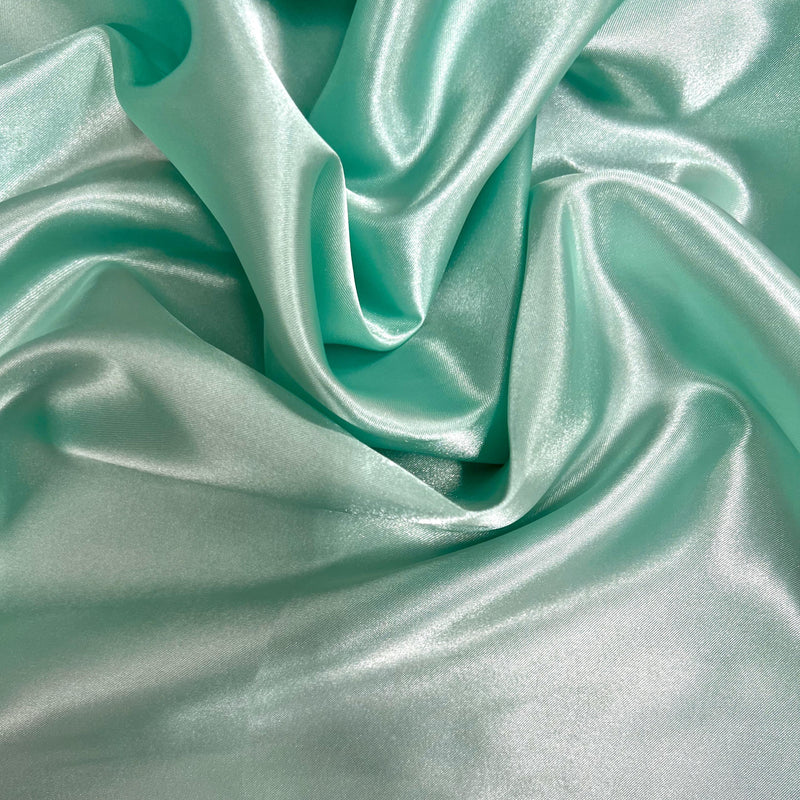 Mara SEAFOAM Polyester Charmeuse Satin Fabric by the Yard for Bridal Dresses, Gowns, Clothes, Lining, Party Decorations, Costumes, Crafts