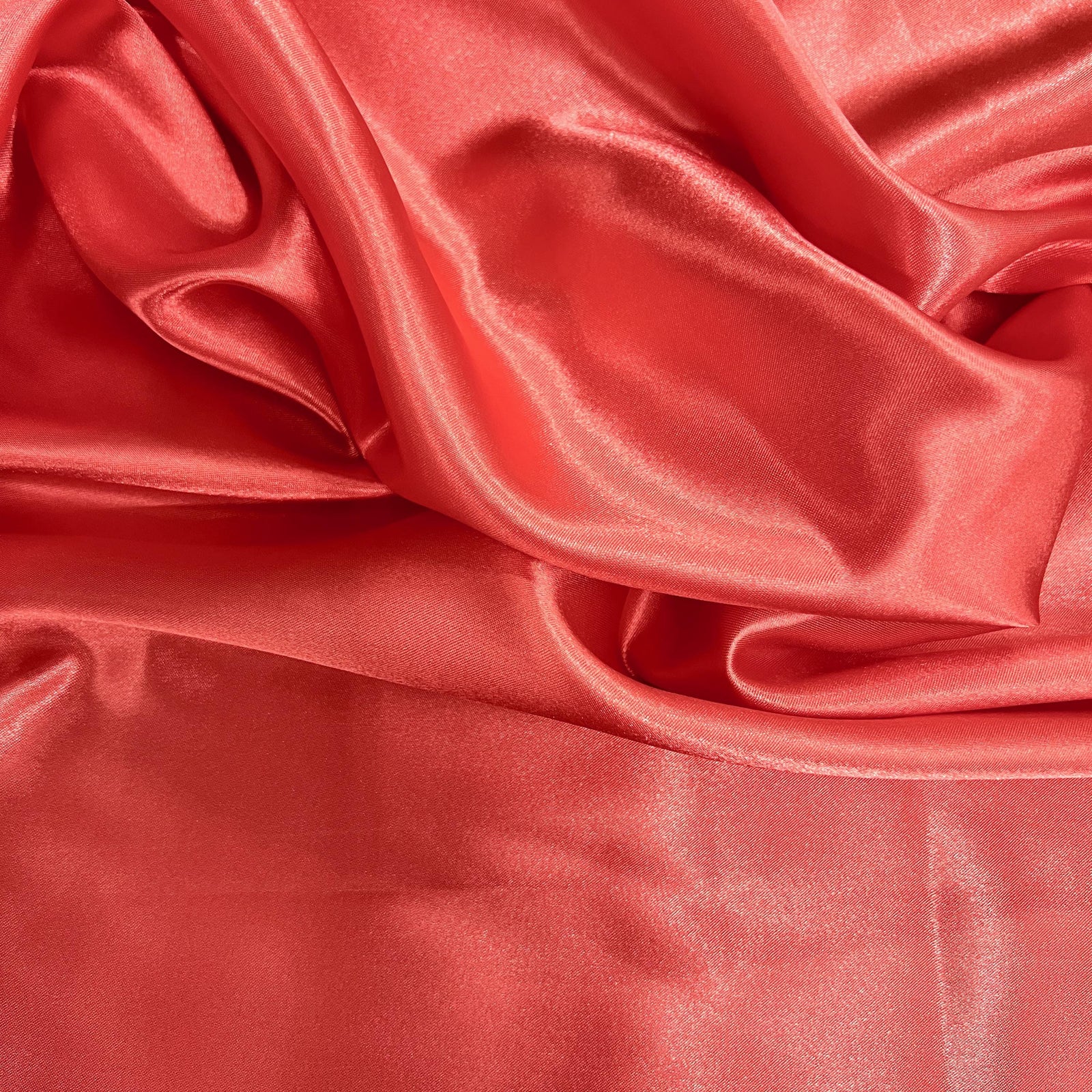 Mara DARK CORAL Polyester Charmeuse Satin Fabric by the Yard for Bridal Dresses, Gowns, Clothes, Lining, Party Decor, Costumes, Crafts