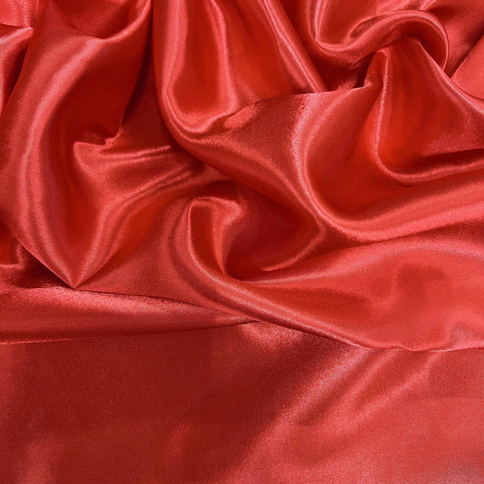 Mara SCARLET RED Polyester Charmeuse Satin Fabric by the Yard for Bridal Dresses, Gowns, Clothes, Lining, Party Decor, Costumes, Crafts