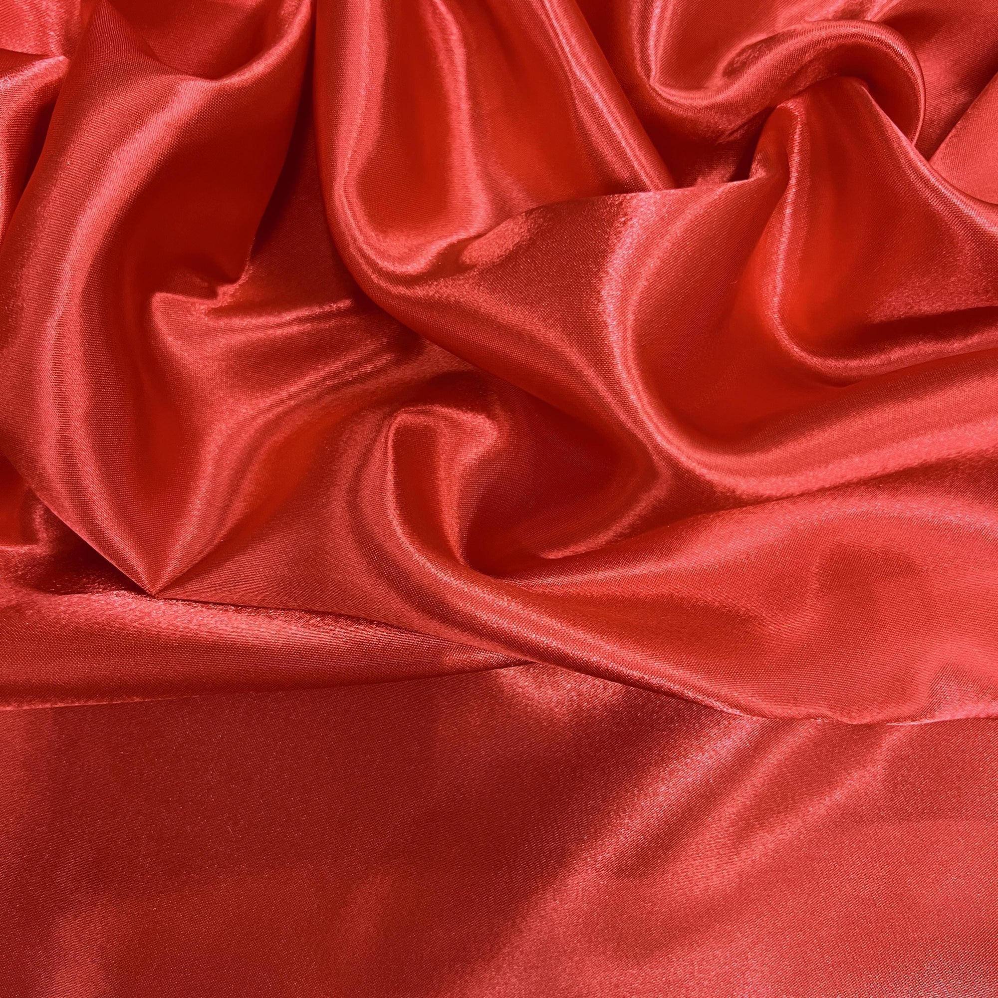 Mara SCARLET RED Polyester Charmeuse Satin Fabric by the Yard for Bridal Dresses, Gowns, Clothes, Lining, Party Decor, Costumes, Crafts