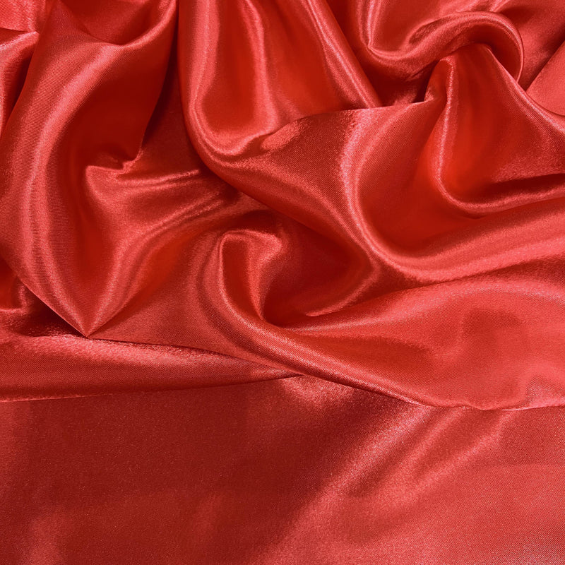 Mara SCARLET RED Polyester Charmeuse Satin Fabric by the Yard for Bridal Dresses, Gowns, Clothes, Lining, Party Decor, Costumes, Crafts