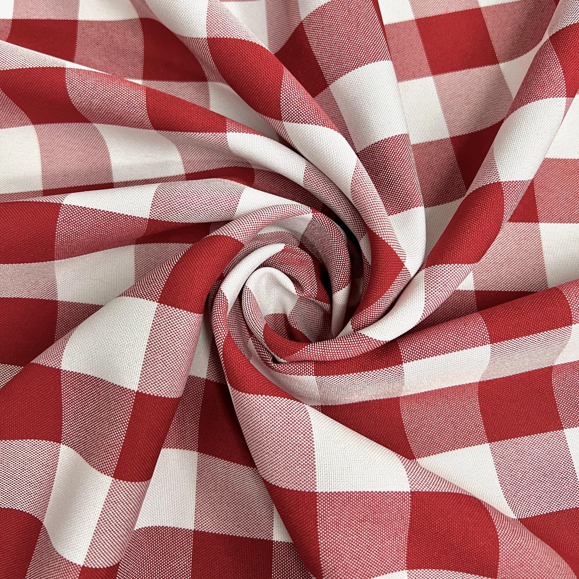 Camille RED 1" Big Checkered Gingham Pattern Poly Poplin Fabric by the Yard - 10049
