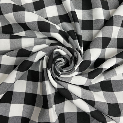 Camille BLACK 1" Big Checkered Gingham Pattern Poly Poplin Fabric by the Yard - 10049