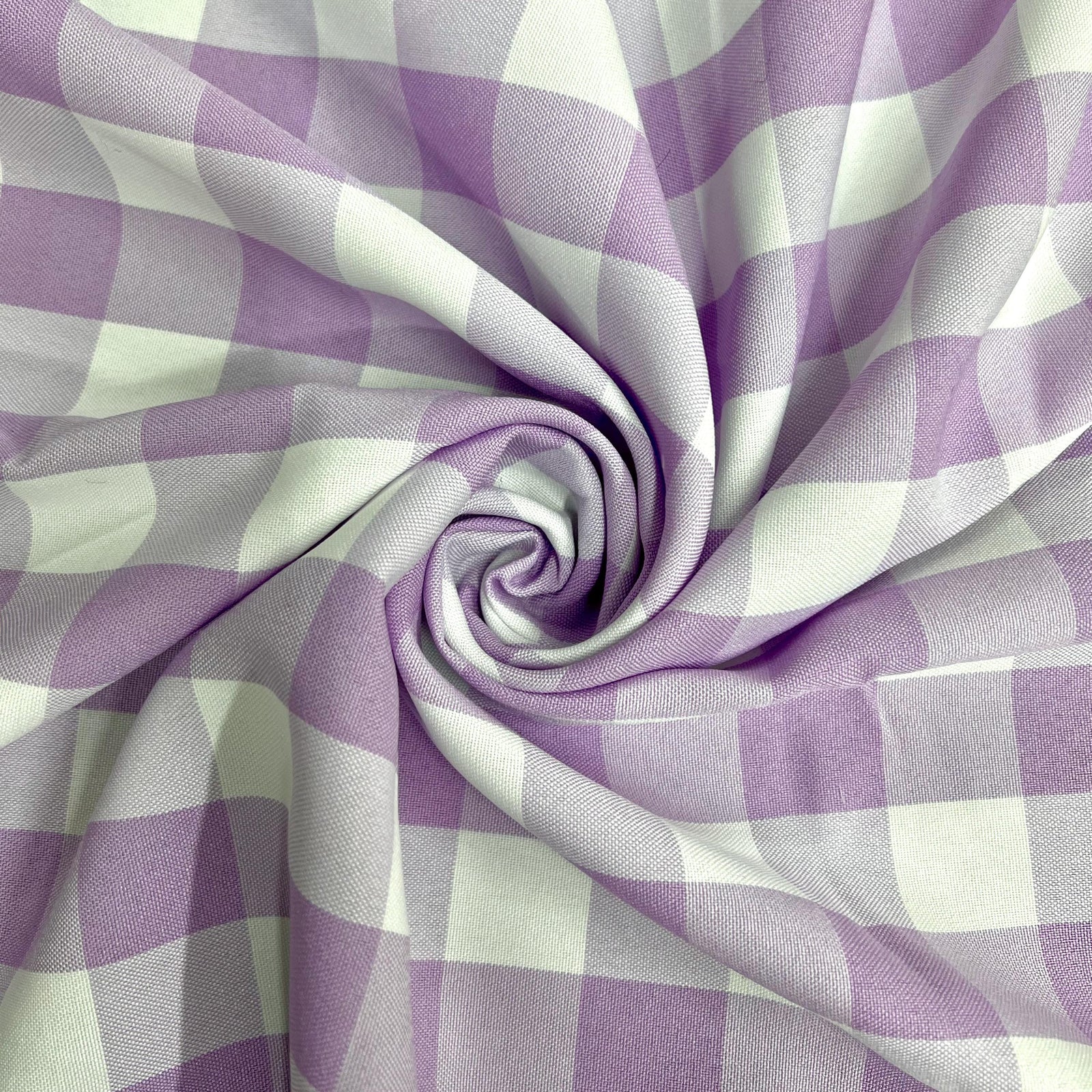 Camille LAVENDER 1" Big Checkered Gingham Pattern Poly Poplin Fabric by the Yard - 10049