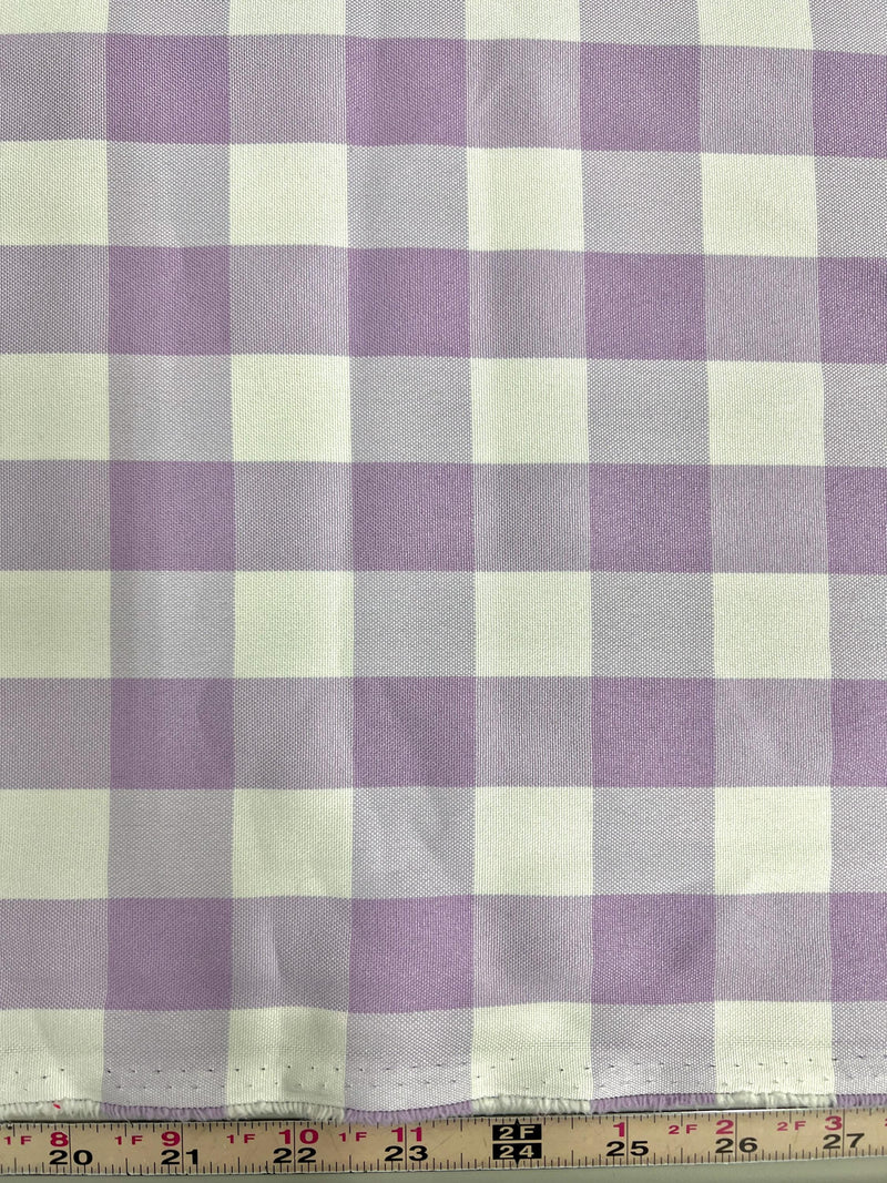 Camille LAVENDER 1" Big Checkered Gingham Pattern Poly Poplin Fabric by the Yard - 10049
