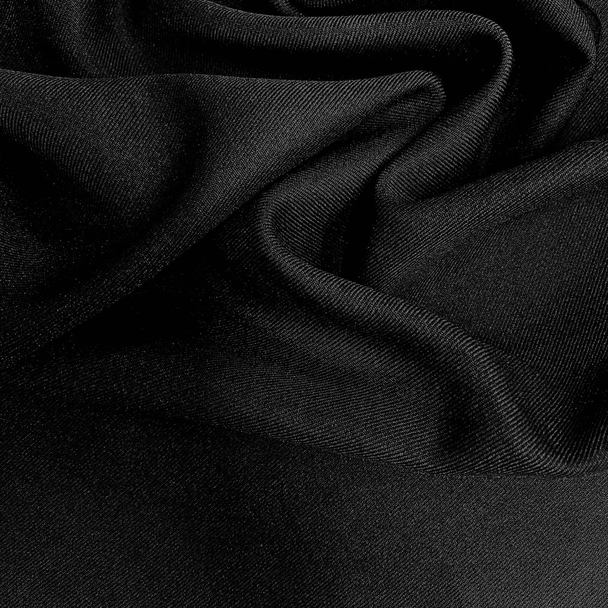 Delaney BLACK Polyester Gabardine Fabric for Skirts, Suits, Overcoats, Trousers/Slacks, Uniforms, Lining, etc.