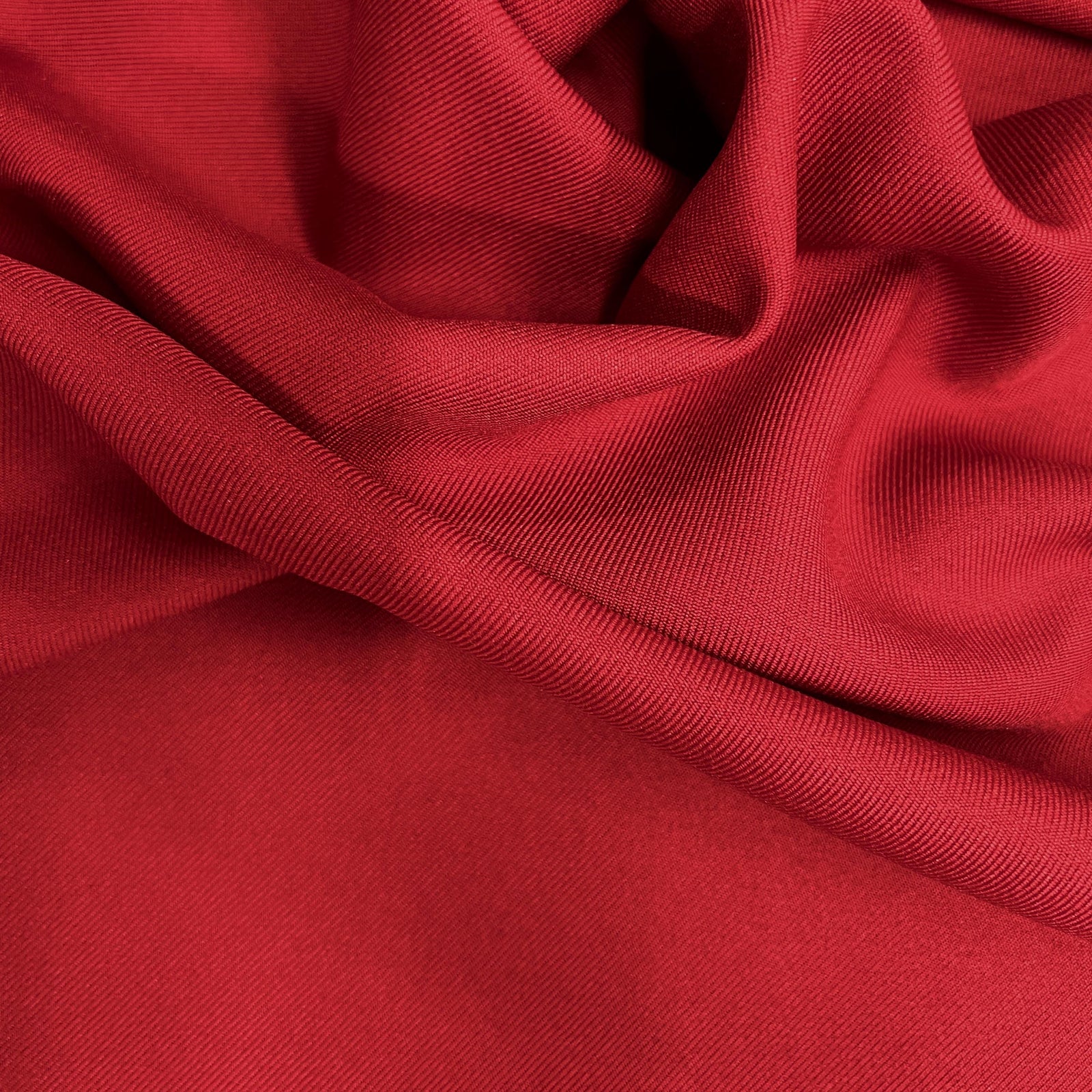 Delaney RED Polyester Gabardine Fabric for Skirts, Suits, Overcoats, Trousers/Slacks, Uniforms, Lining, etc.