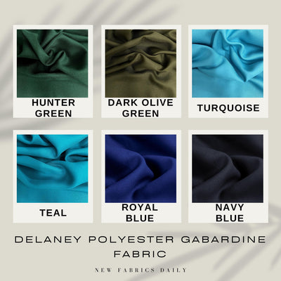 Delaney Polyester Gabardine Fabric for Skirts, Suits, Overcoats, Trousers/Slacks, Uniforms, Lining, etc.