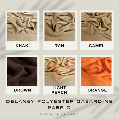 Delaney Polyester Gabardine Fabric for Skirts, Suits, Overcoats, Trousers/Slacks, Uniforms, Lining, etc.