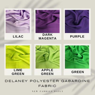 Delaney Polyester Gabardine Fabric for Skirts, Suits, Overcoats, Trousers/Slacks, Uniforms, Lining, etc.