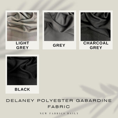 Delaney Polyester Gabardine Fabric for Skirts, Suits, Overcoats, Trousers/Slacks, Uniforms, Lining, etc.