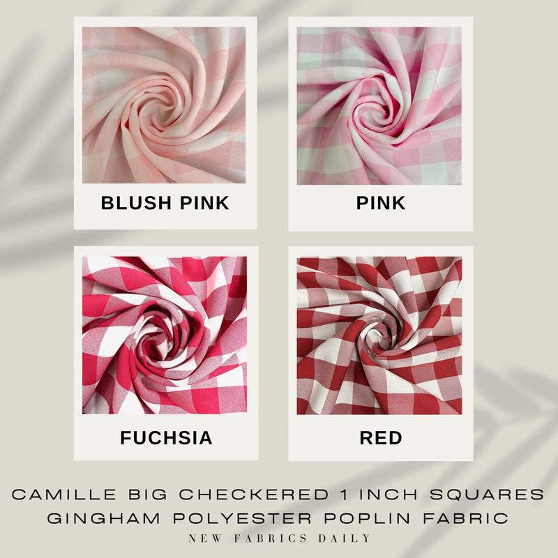 Camille Big Checkered Gingham Pattern Poly Poplin Fabric by the Yard