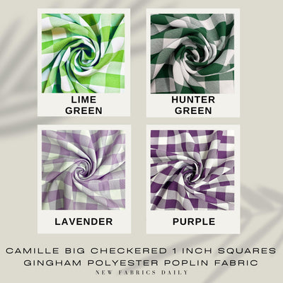 Camille Big Checkered Gingham Pattern Poly Poplin Fabric by the Yard