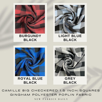 Camille Big Checkered Gingham Pattern Poly Poplin Fabric by the Yard