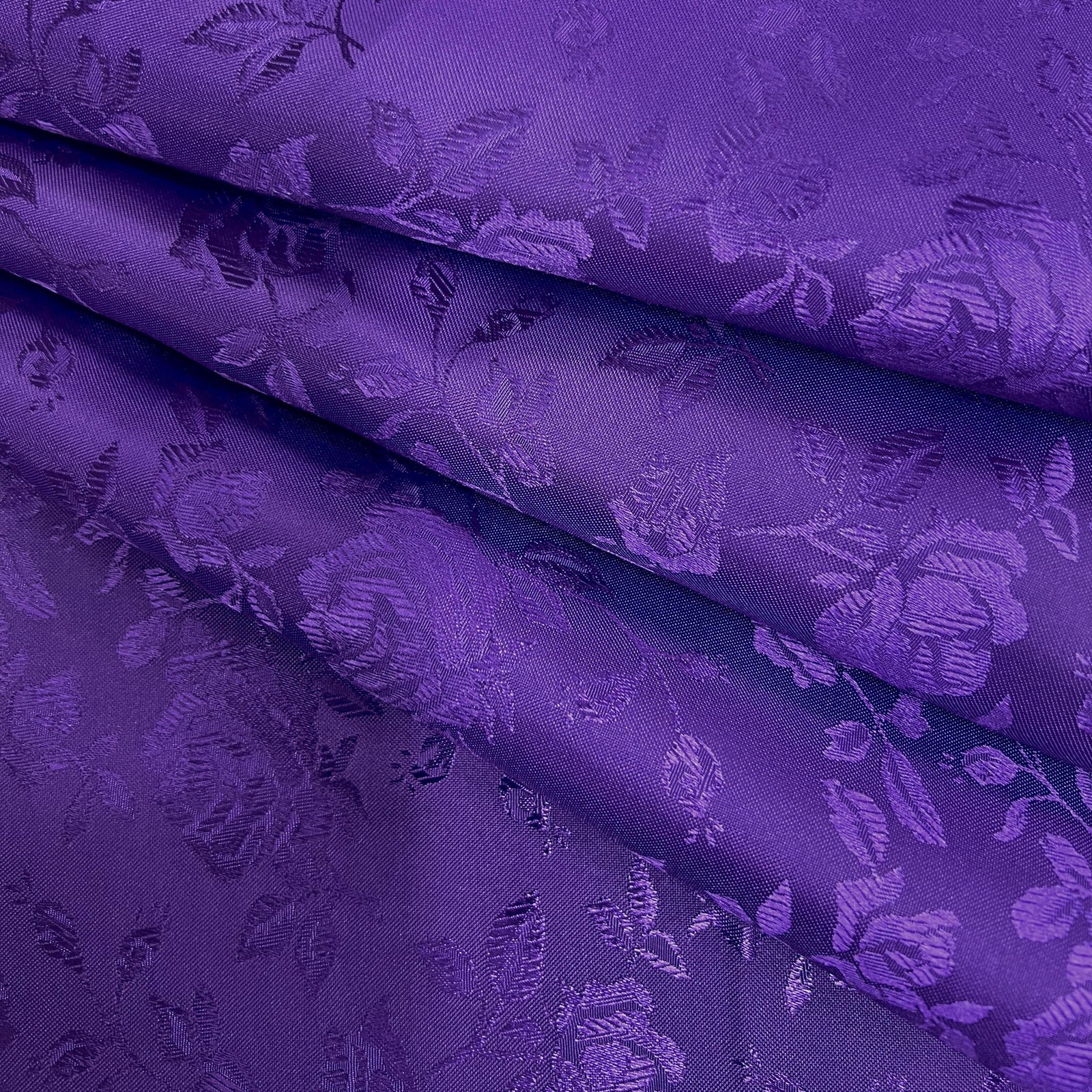 Kayla PURPLE Polyester Floral Jacquard Satin Fabric by the Yard for Clothes, Costumes, Home Decorations, Arts and Crafts