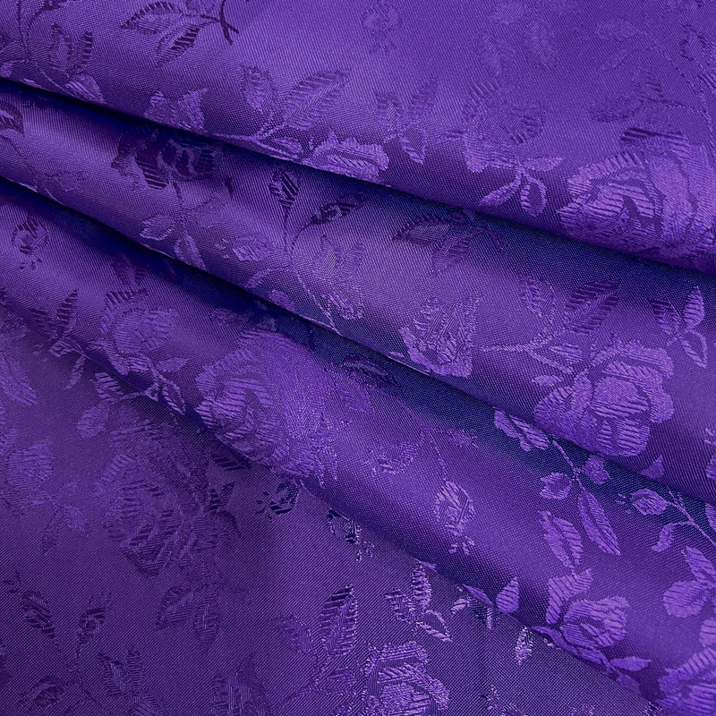 Kayla PURPLE Polyester Floral Jacquard Satin Fabric by the Yard for Clothes, Costumes, Home Decorations, Arts and Crafts