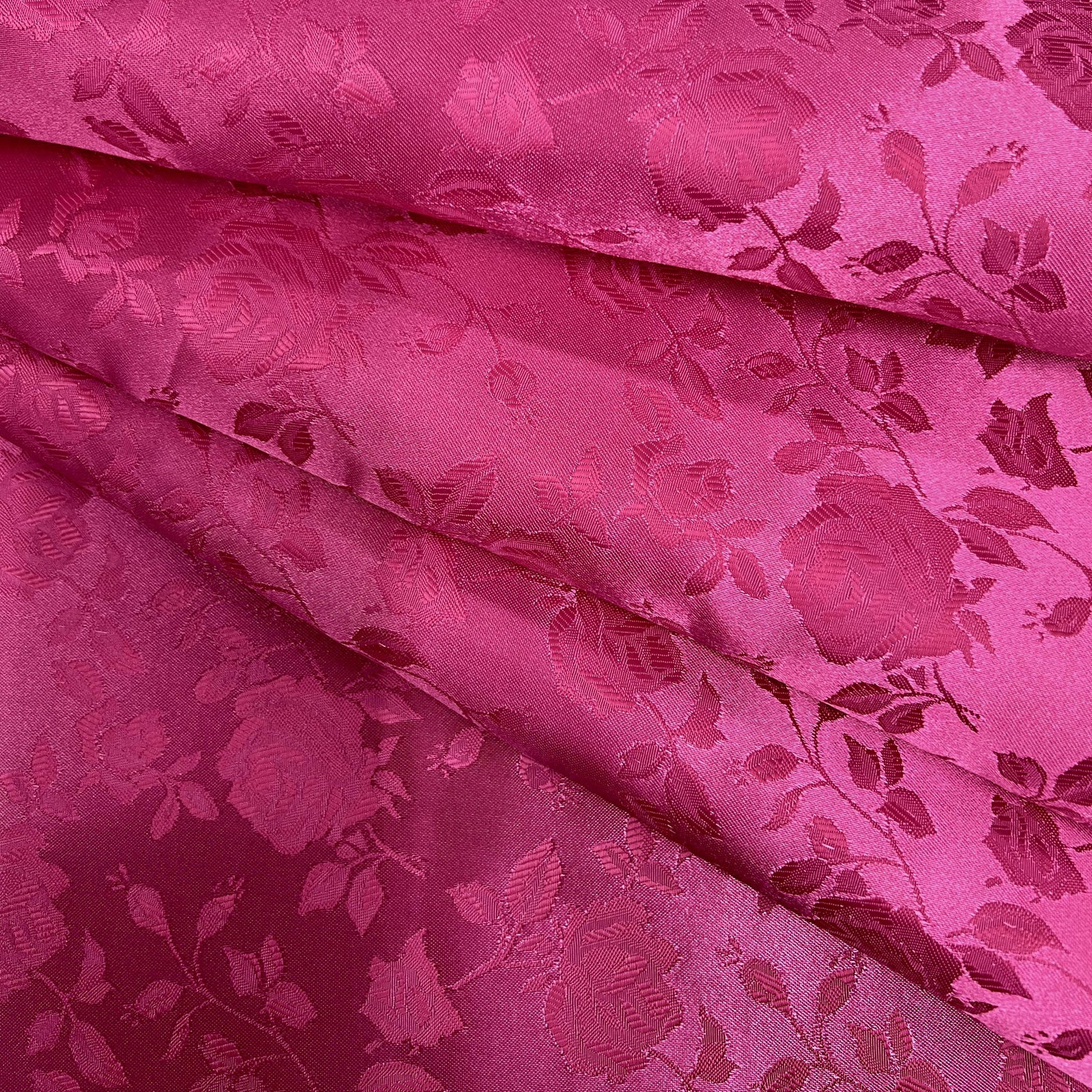 Kayla FUCHSIA Polyester Floral Jacquard Satin Fabric by the Yard for Clothes, Costumes, Home Decorations, Arts and Crafts