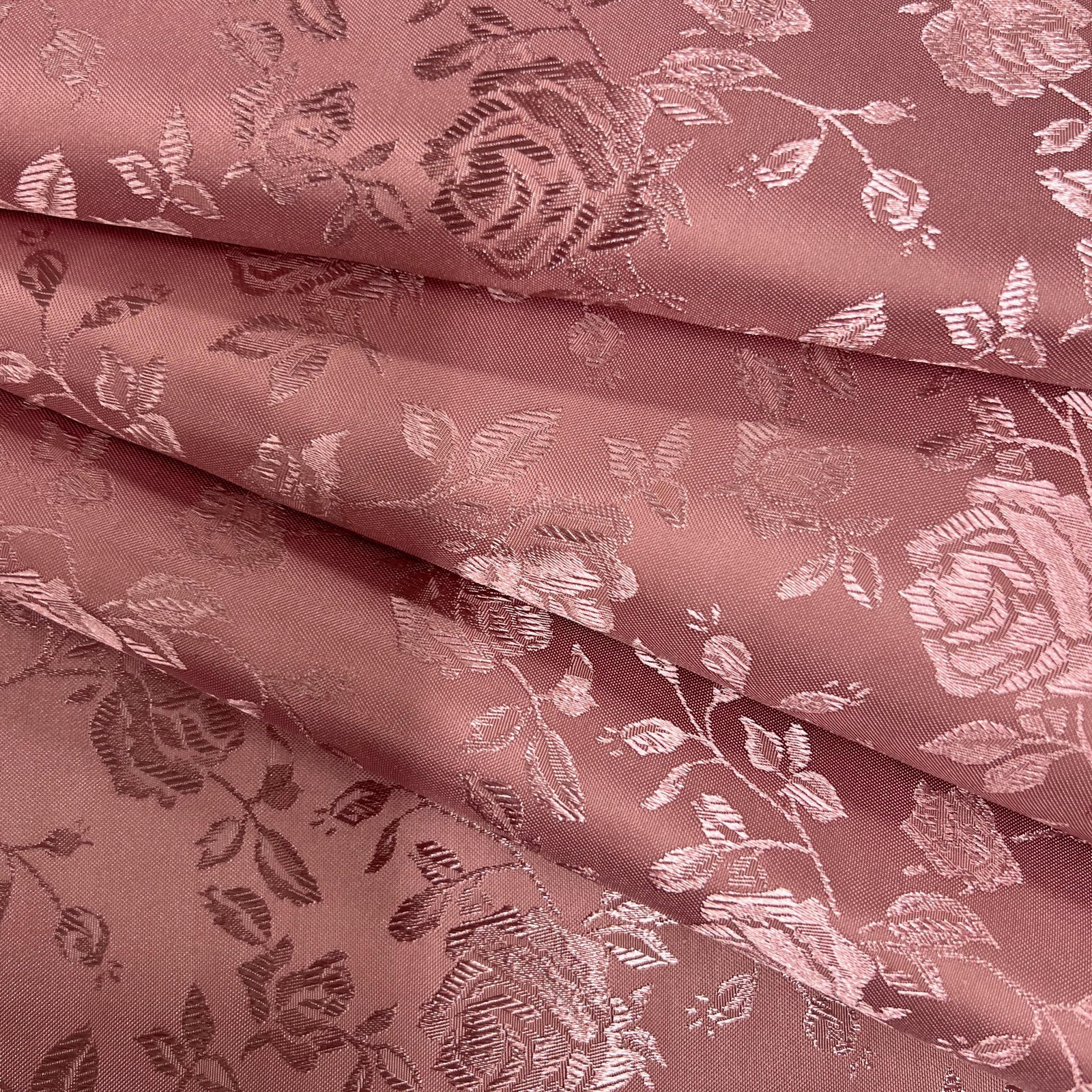 Kayla DUSTY ROSE Polyester Floral Jacquard Satin Fabric by the Yard for Clothes, Costumes, Home Decorations, Arts and Crafts