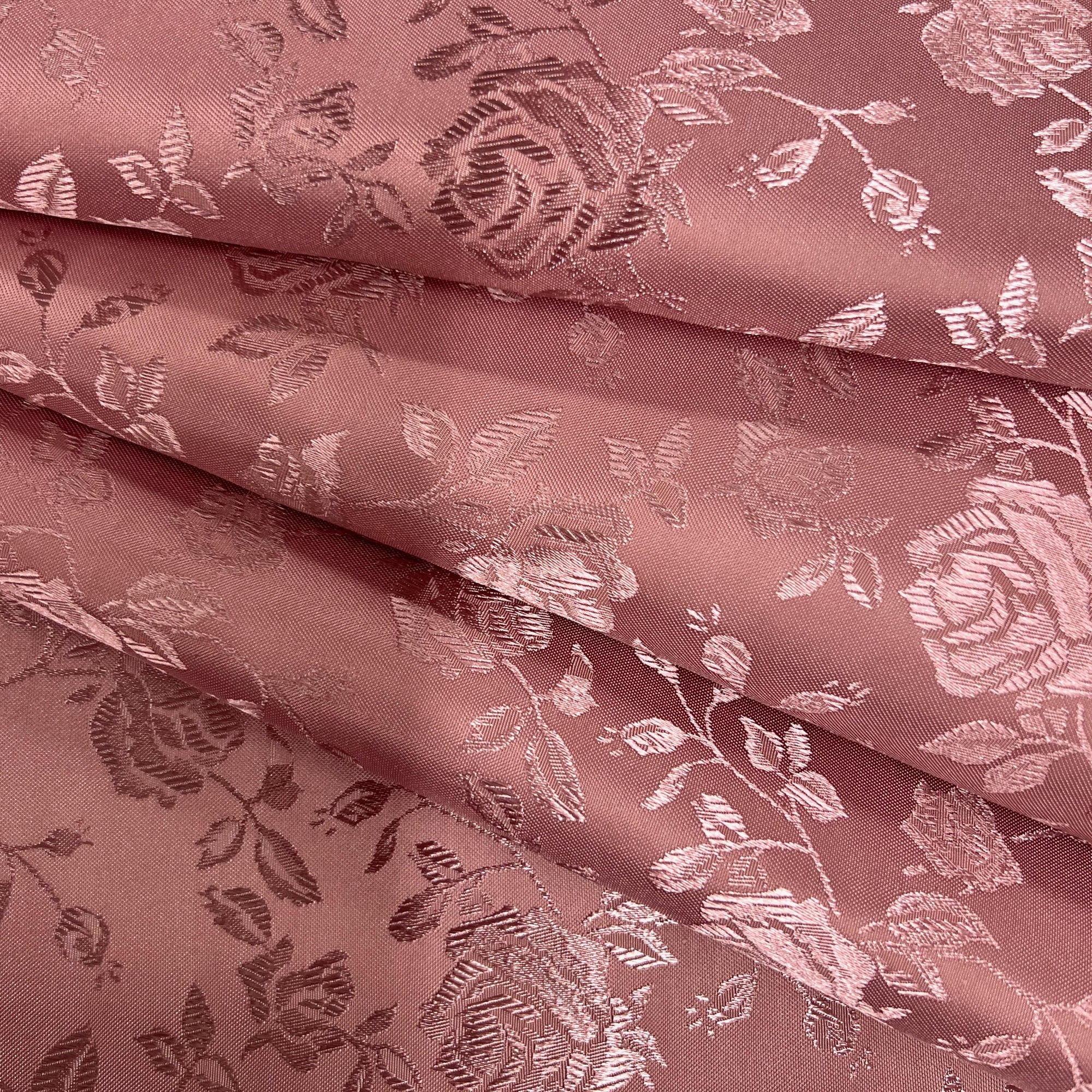 Kayla DUSTY ROSE Polyester Floral Jacquard Satin Fabric by the Yard for Clothes, Costumes, Home Decorations, Arts and Crafts
