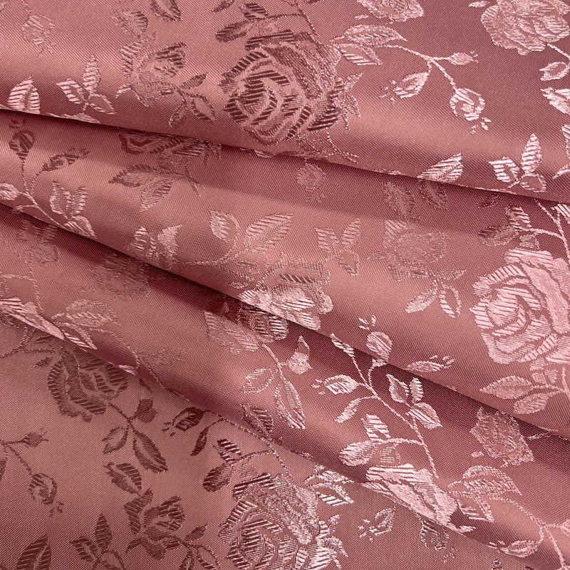 Kayla DUSTY ROSE Polyester Floral Jacquard Satin Fabric by the Yard for Clothes, Costumes, Home Decorations, Arts and Crafts
