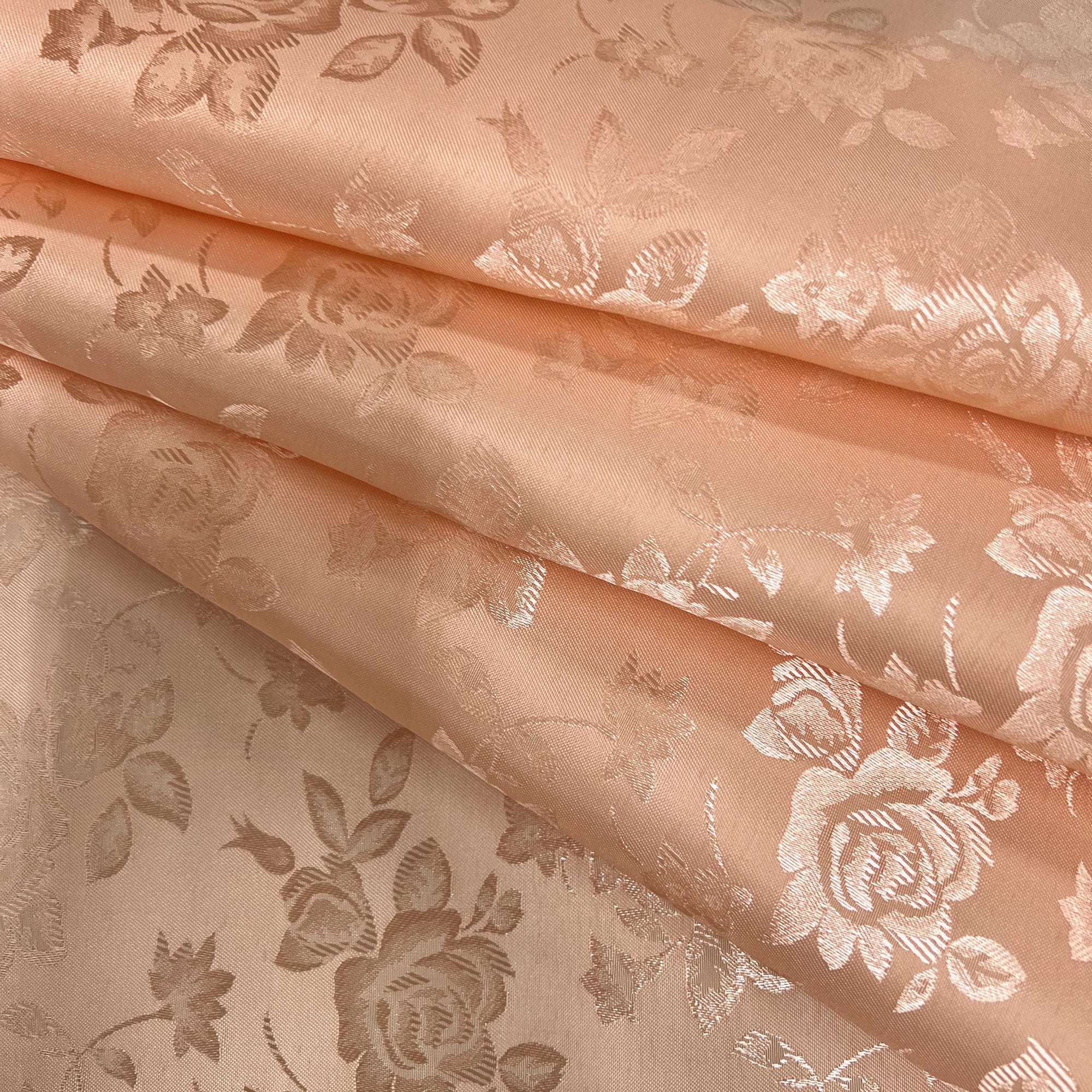 Kayla PEACH Polyester Floral Jacquard Satin Fabric by the Yard for Clothes, Costumes, Home Decorations, Arts and Crafts
