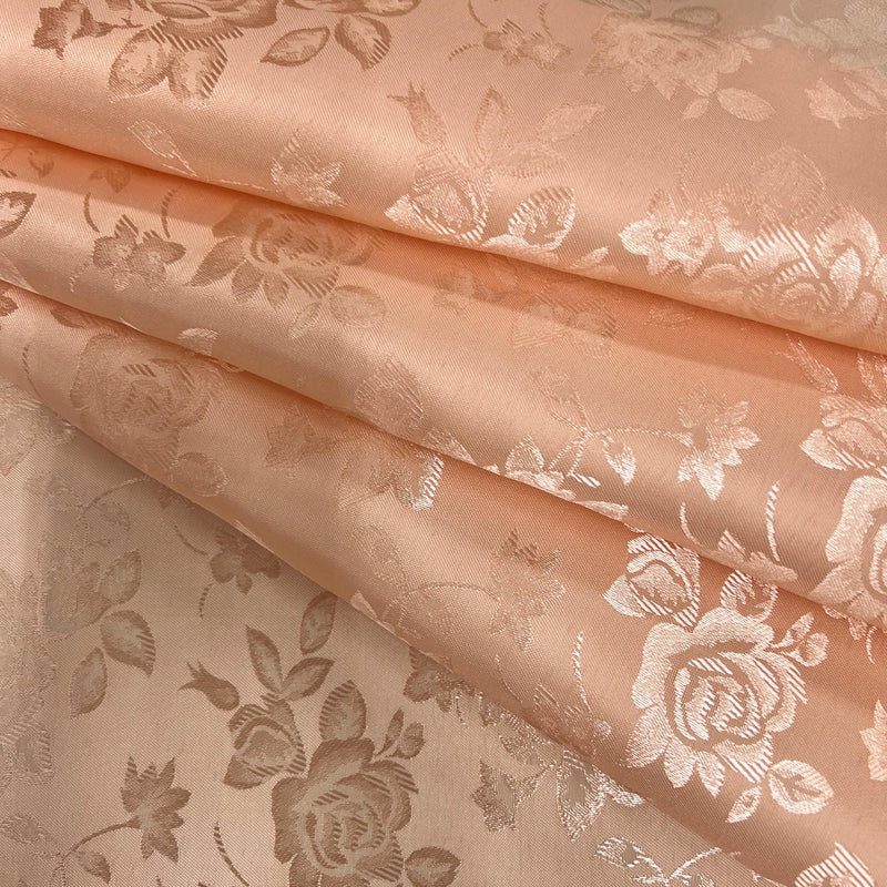 Kayla PEACH Polyester Floral Jacquard Satin Fabric by the Yard for Clothes, Costumes, Home Decorations, Arts and Crafts
