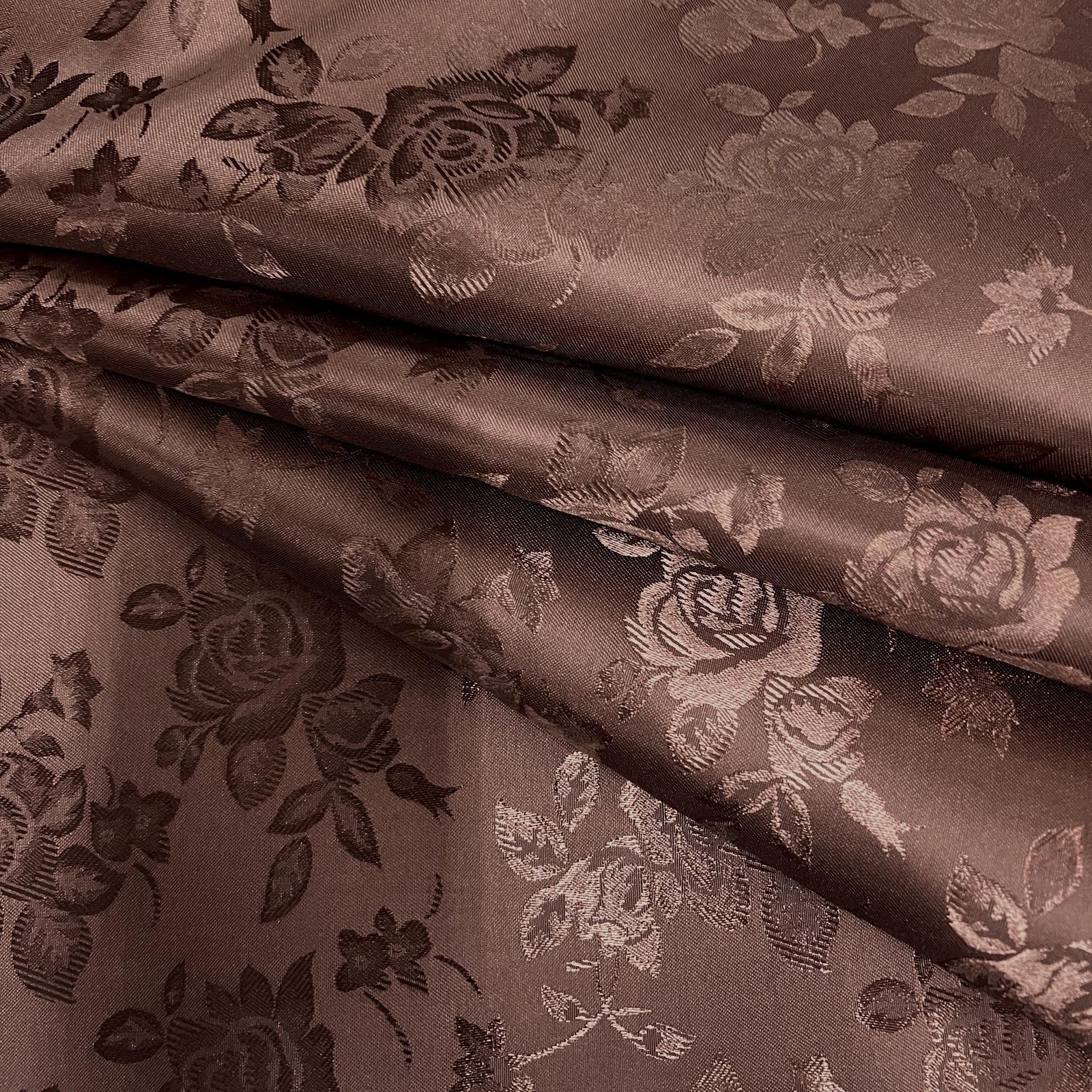 Kayla DARK BROWN Polyester Floral Jacquard Satin Fabric by the Yard for Clothes, Costumes, Home Decorations, Arts and Crafts