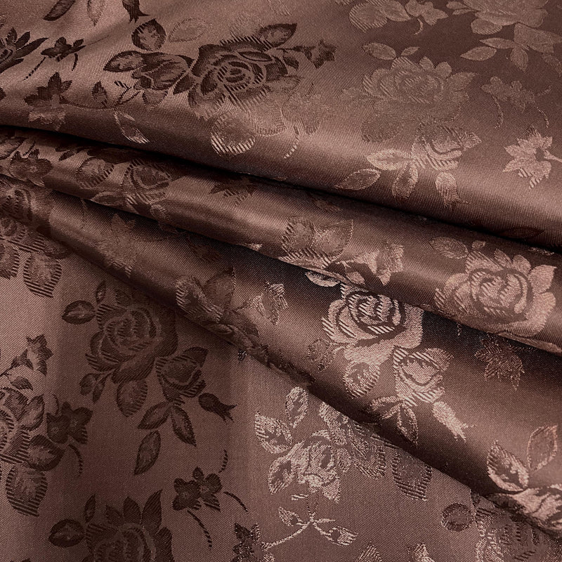 Kayla DARK BROWN Polyester Floral Jacquard Satin Fabric by the Yard for Clothes, Costumes, Home Decorations, Arts and Crafts