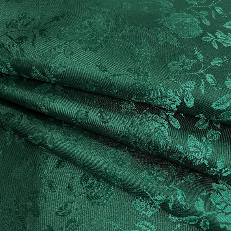 Kayla DARK HUNTER GREEN Polyester Floral Jacquard Satin Fabric by the Yard for Clothes, Costumes, Home Decorations, Arts and Crafts