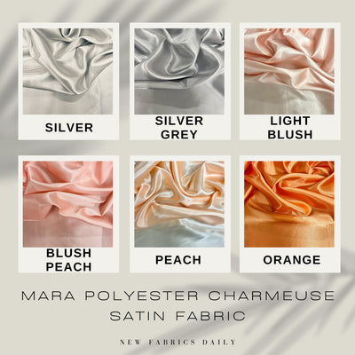 Mara Polyester Charmeuse Satin Fabric by the Yard for Bridal Dresses, Gowns, Clothes,  Lining, Party Decorations, Costumes, Crafts