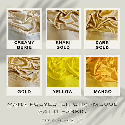 Mara Polyester Charmeuse Satin Fabric by the Yard for Bridal Dresses, Gowns, Clothes,  Lining, Party Decorations, Costumes, Crafts