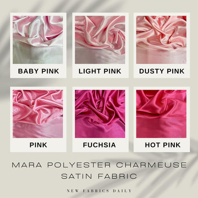 Mara Polyester Charmeuse Satin Fabric by the Yard for Bridal Dresses, Gowns, Clothes,  Lining, Party Decorations, Costumes, Crafts