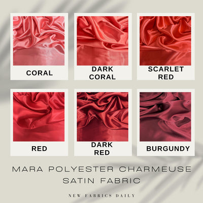 Mara Polyester Charmeuse Satin Fabric by the Yard for Bridal Dresses, Gowns, Clothes,  Lining, Party Decorations, Costumes, Crafts
