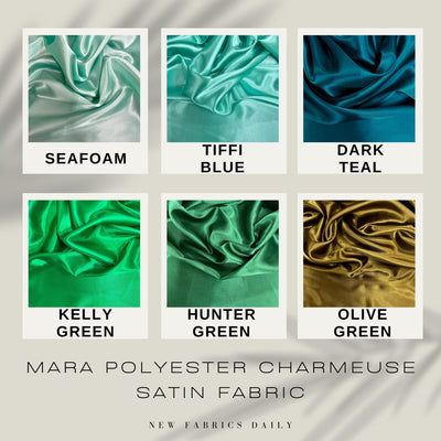 Mara Polyester Charmeuse Satin Fabric by the Yard for Bridal Dresses, Gowns, Clothes,  Lining, Party Decorations, Costumes, Crafts